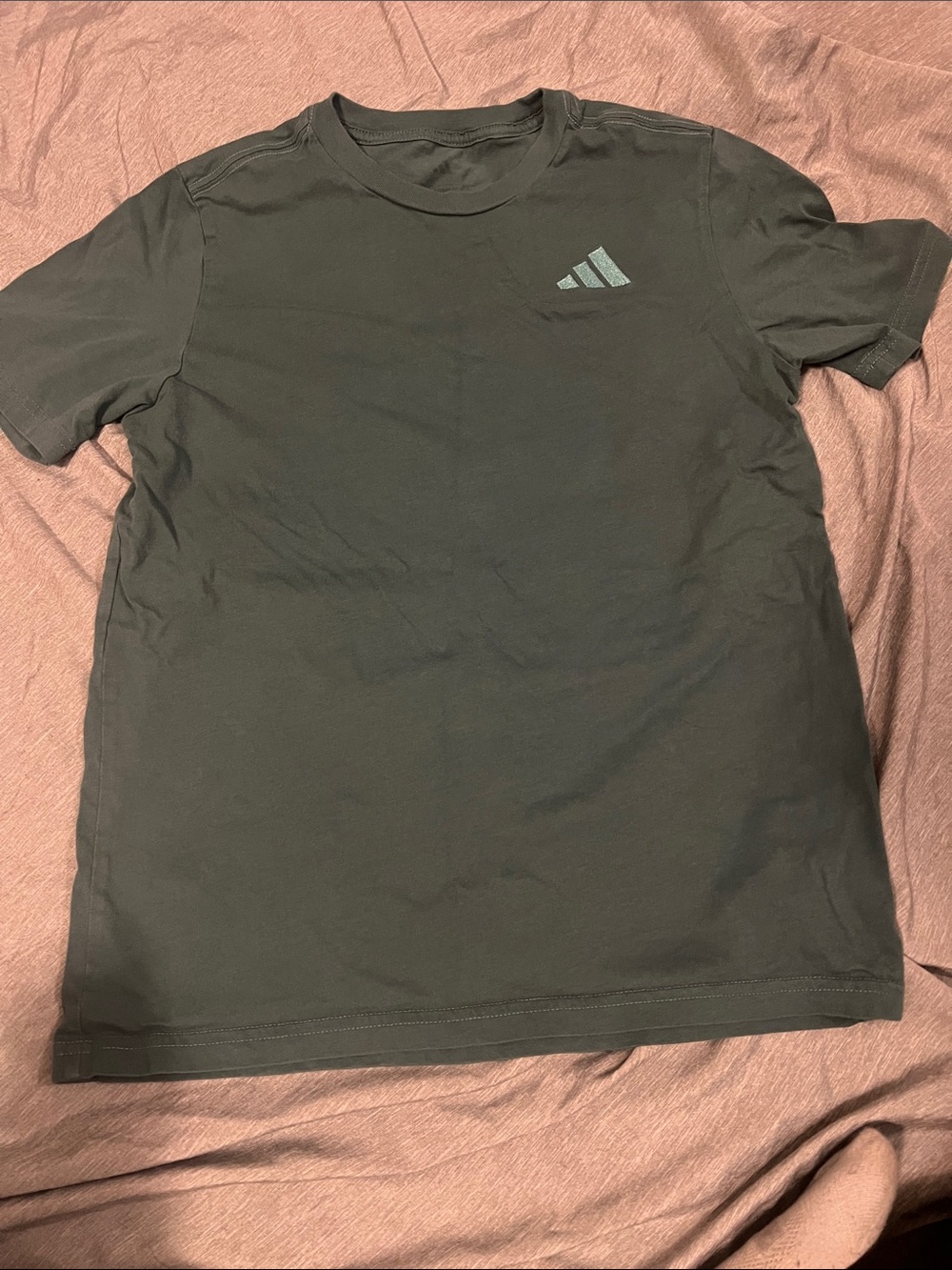adidas Short Sleeve Crew T-Shirt in Olive Green with Chest Logo